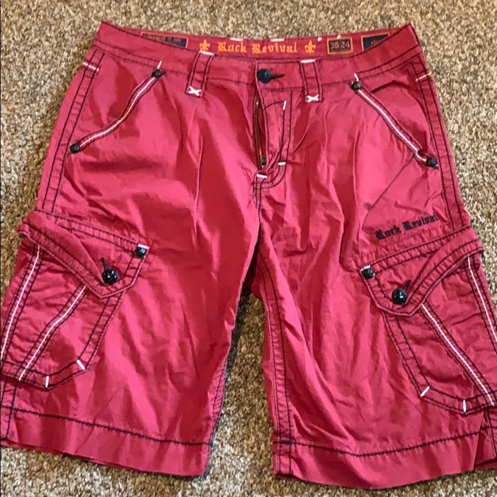 Burgundy rock revival shorts